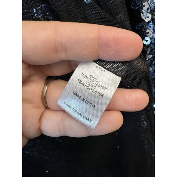 Alexia Admor dressy Blue Silver Ombré sequined DUSTER wrap Jacket cardigan Large - Picture 8 of 15